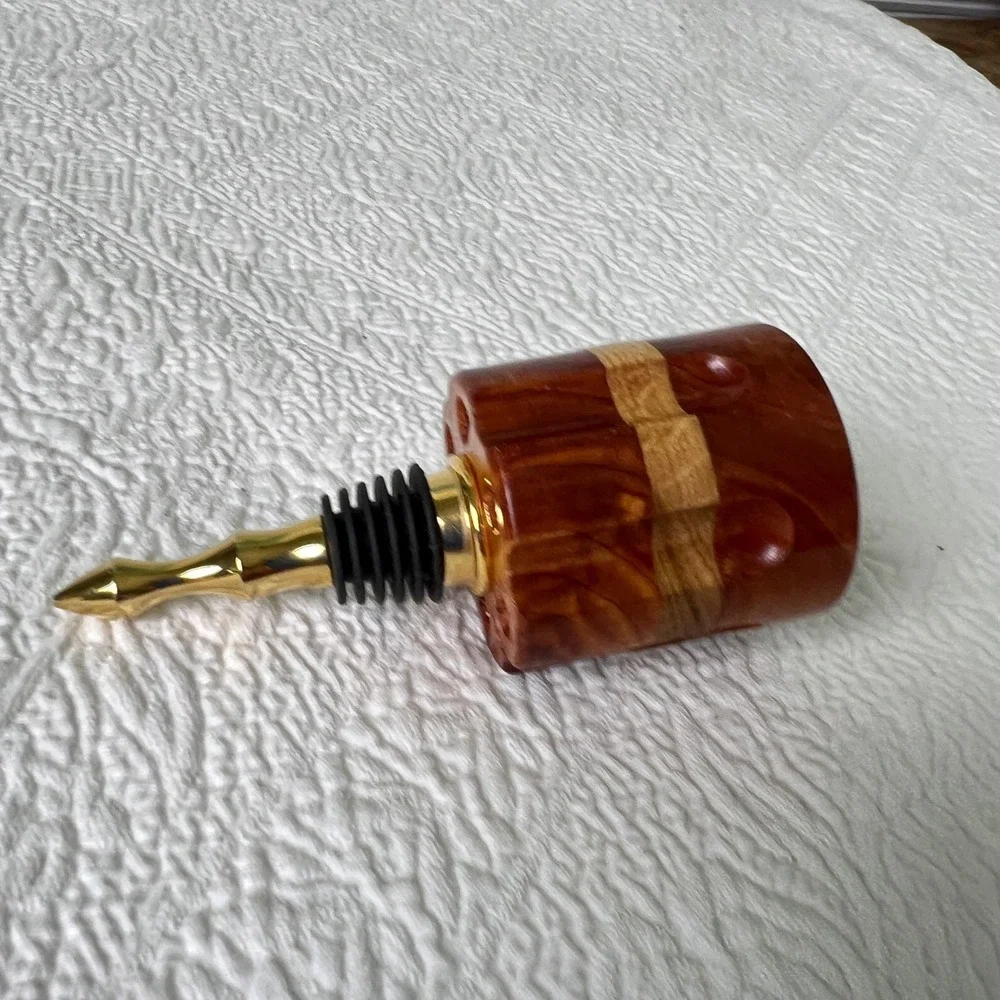 Remington Bullet Casing Revolver Cylinder Wine Stopper Wood Gold Western Decor